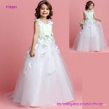 New Arrival Flower Girls Dress with 3D Flowers Modern Style Party Dress